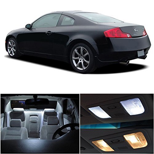 LEDpartsNow Interior LED Lights Replacement for 2003-2007 Infiniti G35 Coupe Accessories Package Kit (7 Bulbs), WHITE