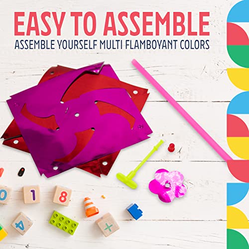 Dazzling Toys DIY Paradise Party Pinwheels - Pack of 12 - Assemble Yourself Multi Flamboyant Colors, Pinwheel Measures: 6" Stick Measures: 11"