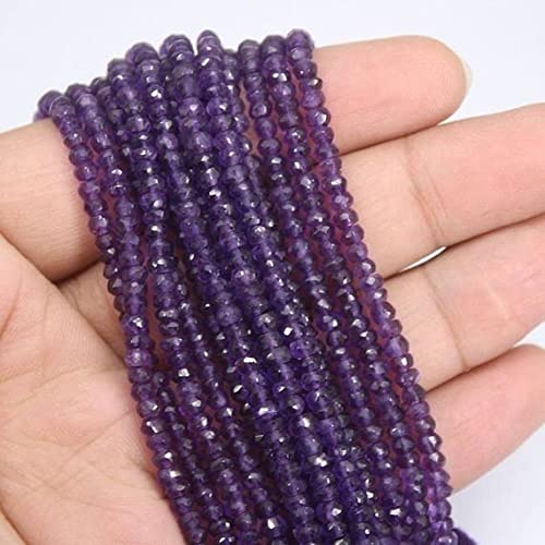LKBEADS 10 Strand Purple Amethyst Faceted Micro Rondelle Spacer Gemstone Loose Beads Strand 13" 3.5mm
