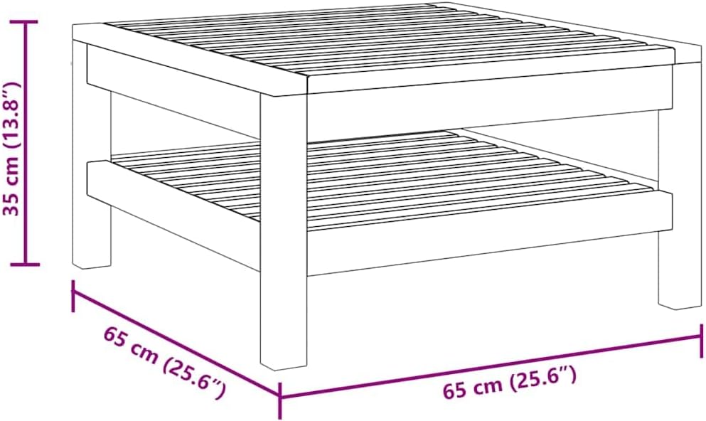 Natural Acacia Wood Solid Acacia Wood Outdoor Coffee Table, Medium Durable Square Coffee Table for Garden Patio Poolside Relaxation