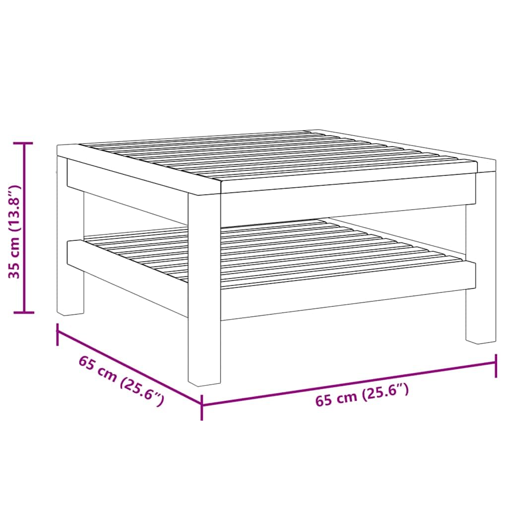 Tavolino da salotto in legno massiccio di acacia, 65 x 65 x 35 cm, tavolo da terrazza in legno massiccio di acacia, resistente alle intemperie, con design a doghe per giardino, terrazza e
