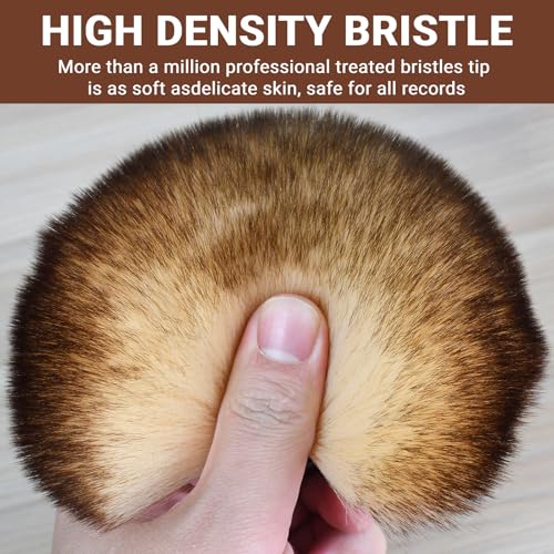 Vinyl Record Cleaning Brush with Stylus Brush - Anti Static Soft Dust Cleaner for LPs Albums Record Players - Retro Wooden Handle Record Brush - High Density Microfiber Bristles Vinyl Brush - Thumbnail 4
