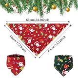 WUSJCOF 2 Stück Weihnachten Hund Halstuch, Bandana Schal Dreieck Lätzchen, Kopftücher für Weihnachts Haustier Kostüm Zubehör, Hundehalstuch Bandanas für Kleine Mittelgroße Welpen Katzen (Rot Grün)