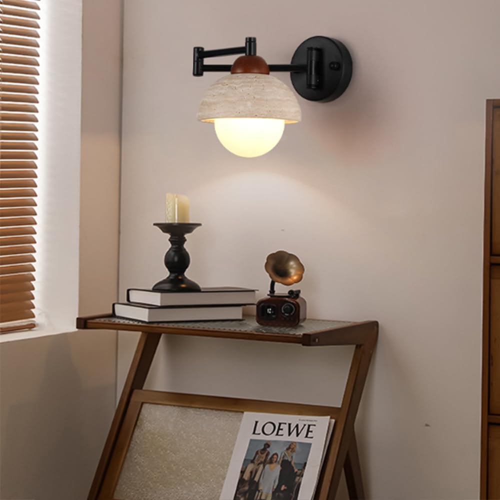 Jadssox Lámpara de Pared de Metal para Interiores, Ajustable, para tocador de baño, con Brazo articulado para Dormitorio, mesita de Noche y Sala de Estar, Acabado Negro Mate.