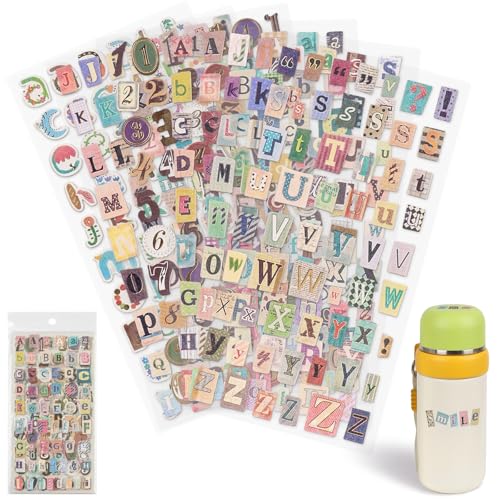 347PCS Scrapbook Letters 6 Sheet Letter Stickers for Scrapbooking Supplies Journaling Laptop Water Bottle DIY Crafts Gift Junk Journal