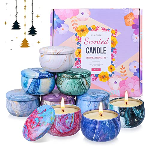 Bougie Parfumée Ensemble Cadeau, OFUN 9pcs Bougies d'aromathérapie en 100% Cire de Soja Naturel avec huiles essentielles pour soulager le stress, pour le bain, yoga, les femmes, Mères, anniversaire