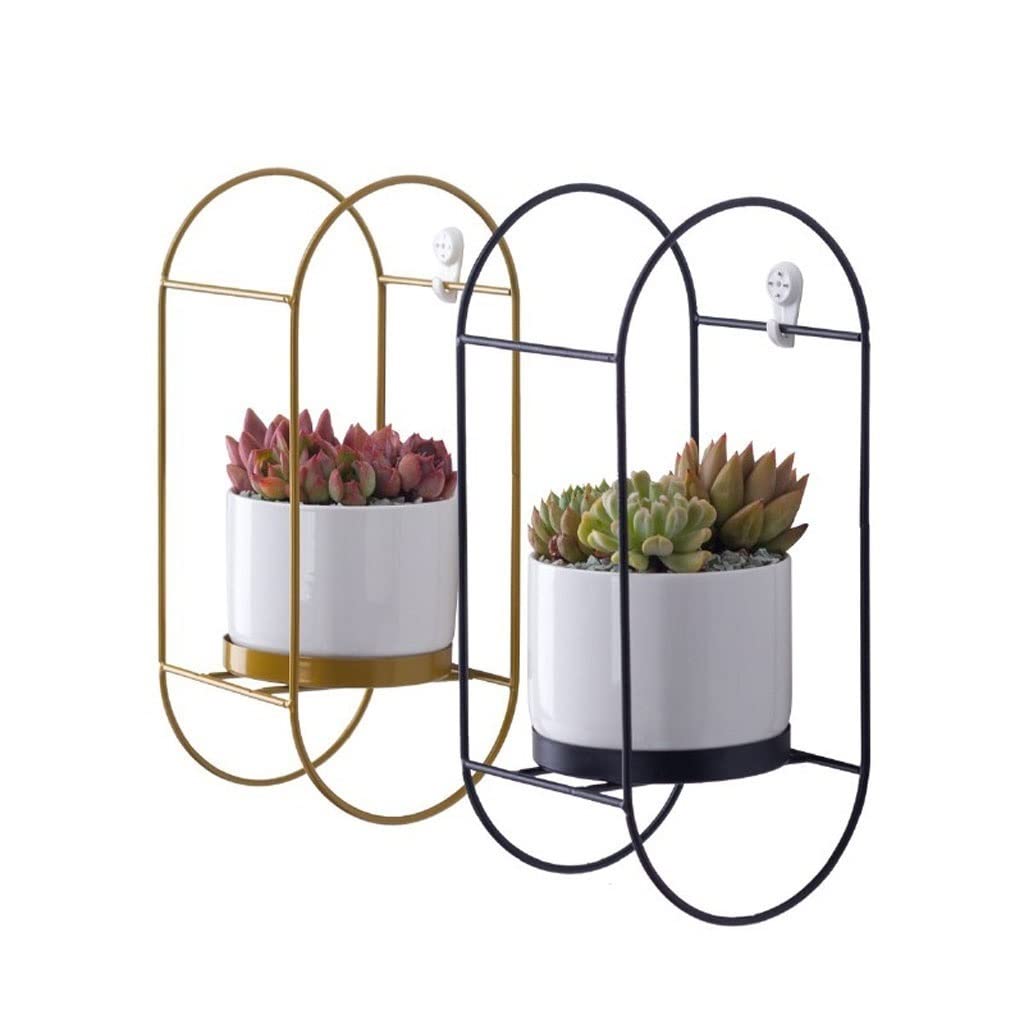 Wisząca doniczka na rośliny, do wnętrz, zestaw 2 metalowych wieszaków na rośliny z ceramicznymi doniczkami, prosta, nowoczesna doniczka wisząca, do roślin domowych, bez roślin, dekoracja ogrodu, ganku