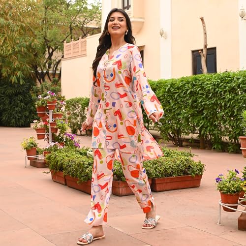 Image of Sidhidata Rayon Women Kurta Set | Co-Ords | Coordinate | Summer Suit | Printed Short Kurti With Pant