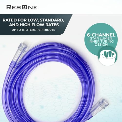 Image of ResOne 50Ft Oxygen Supply Tubing, Crush Resistant, Standard Connectors for Nasal Cannulas, Cannula Nasal Tubing, Oxygen Concentrator - Purple (Pack of 3)