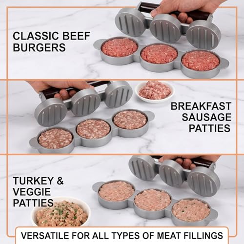 Kkwooidm Sausage Patty Maker,Can Make 3 Meat Patties At A Time,Mini Burger Press,Sausage Patty Press,Sausage Press,Hamburger Patties Sausage Mold Burger Patties Slider Press for Slider Burger Press by Kkwooidm - Used condition - Image 2