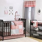 Woodland Pixie Coral and Grey Baby Crib Bedding - 20 Piece Nursery Essentials Set
