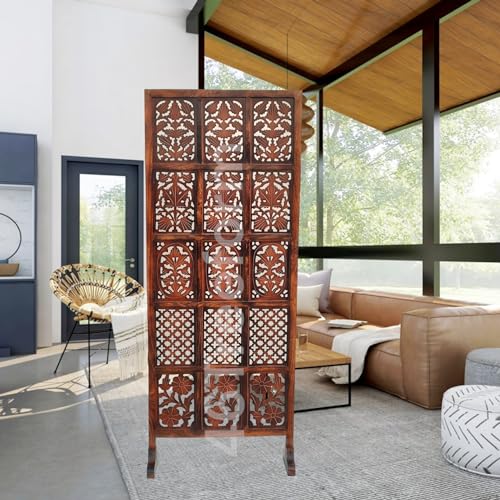 Image of Wooden Room Partition /Screen /Room Divider /Room Separator for Livng Room Bedroom Home Office Restarurant Hallway (1 Panel 30 Inches Wide 6 Feet with Stands)