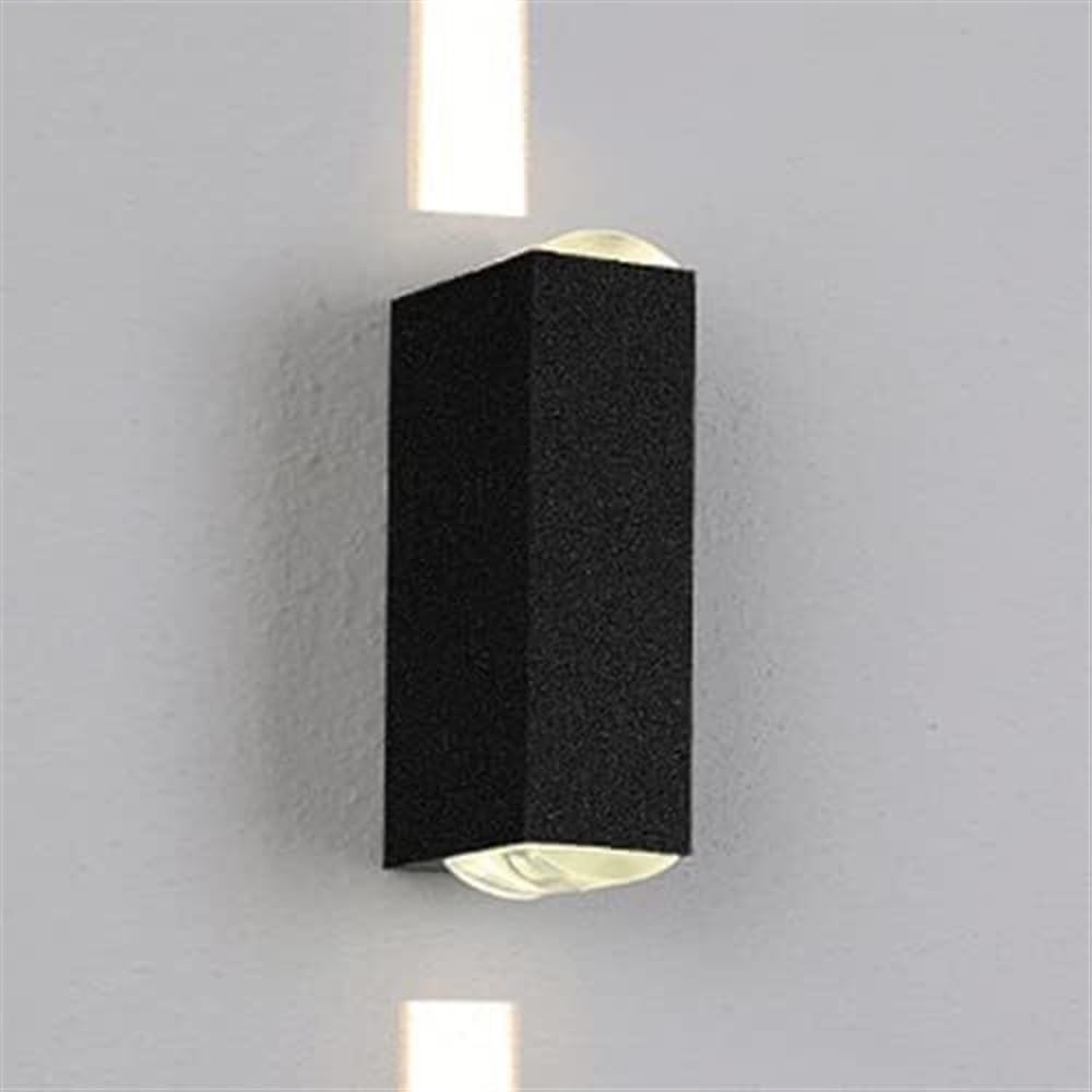 Hertl Outdoor LED Facade Wall Sconce Up/Down Porch Light, Die-cast Aluminum and Toughened Glass-Ideal Outdoor Porch Patio Corridor Wall-Mounted Lighting Fixtures-Landscape - Black (Color : White Ligh