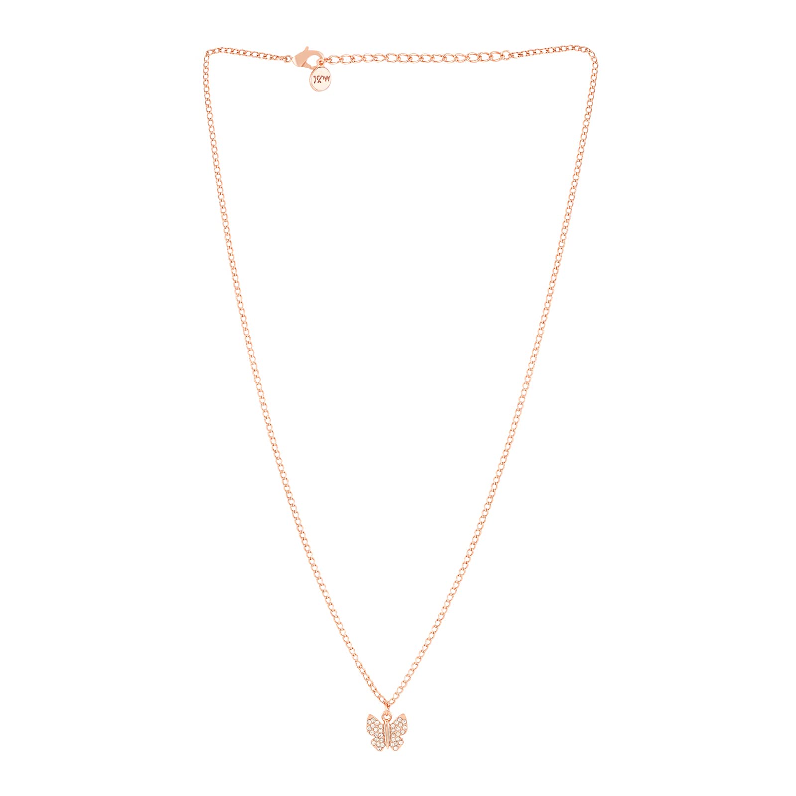 joker & witch Women Butterfly Rhinestone Rosegold Necklace Charm-picture-2