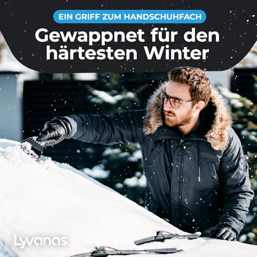 LYVANAS Eiskratzer Auto TESTSIEGER 2025* - Ergonomischer Profi Scheibenkratzer Auto schnell & stark - Effizienter & sicherer Schneekratzer Auto aus Premium ABS - Kratzer Auto Zubehör schont langlebig