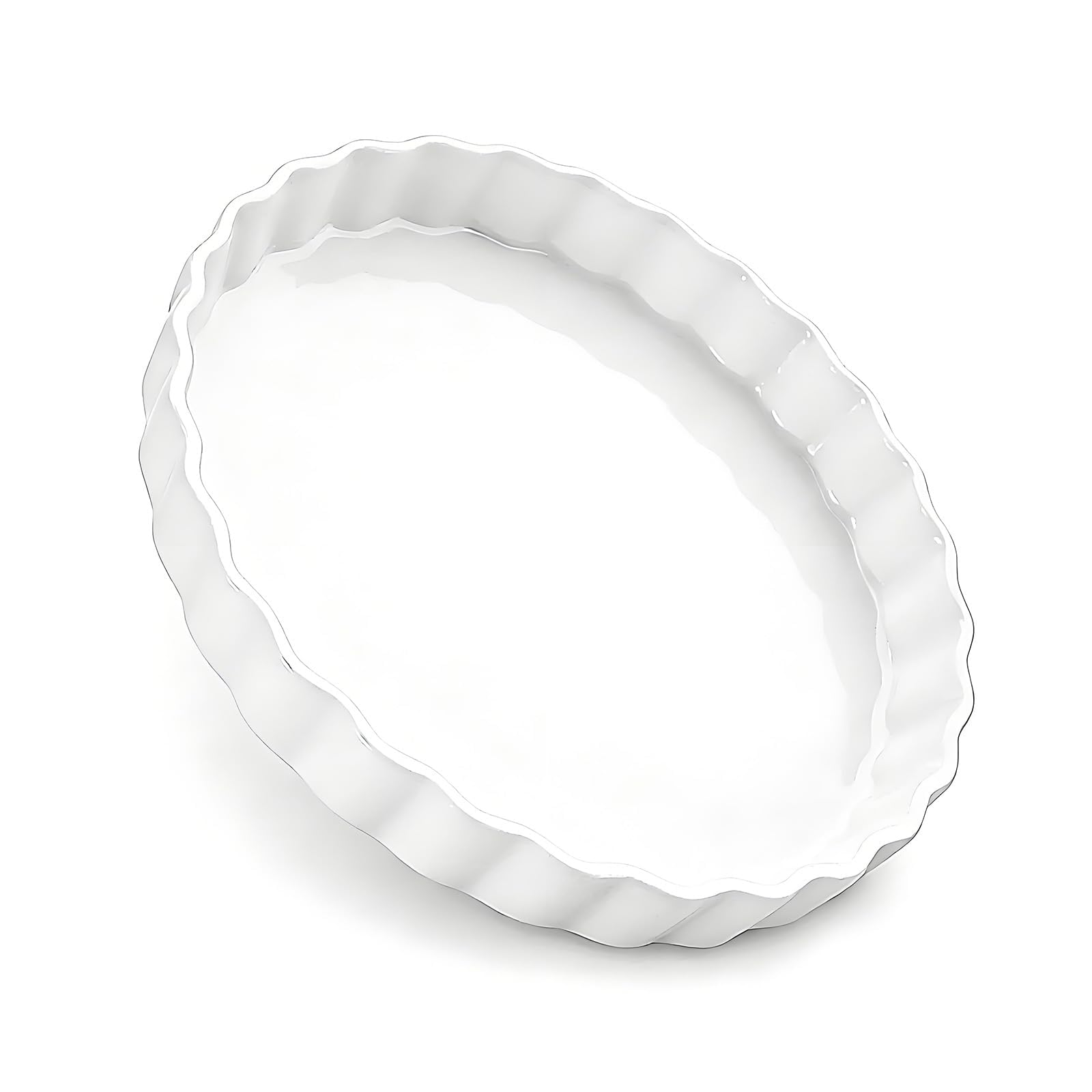 bafeooo ﻿8.82in Quiche Dish Ceramic White, Flan Dishes for Baking, Circular Ceramic Pie Dish Large Pie Dishes for The Oven Pies Plates for Baking Applicable to Pizza and Quiches