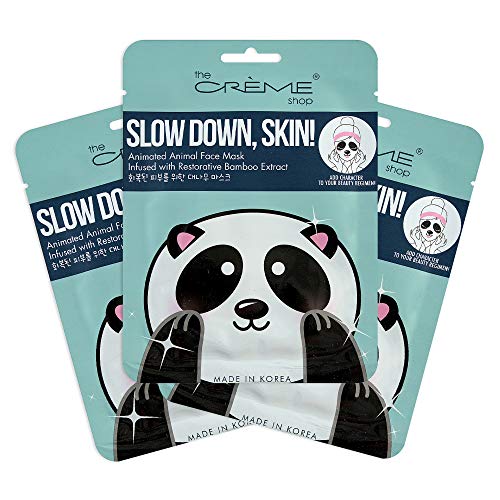 The Crème Shop | Korean Skin Care Slow Down, Skin! Animal Panda Face Sheet Mask Infused with Bamboo Extract - 3 Pack