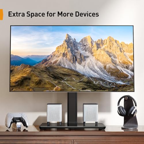 Perlegear Tabletop TV Stand, Universal TV Stand for 23–60 Inch LCD/LED/OLED TVs, Height-Adjustable TV Stand with Tempered Glass Base & Cable Management, VESA 400x400mm, PGTVS02 - Image 7