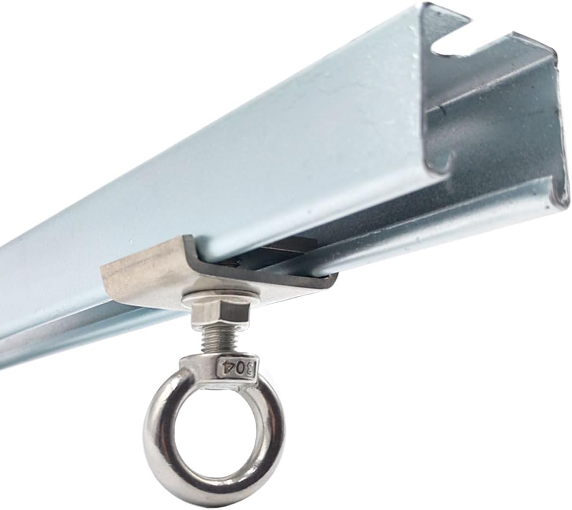 O-Ring Attachment for 1-5/8" Wide and All 1-5/8" or Taller Unistrut Strut Channel with M8 Bolt and Lifting Eye Nuts, Thick 304 Stainless Steel Material, Supports 300 Lbs(Pack of 3)