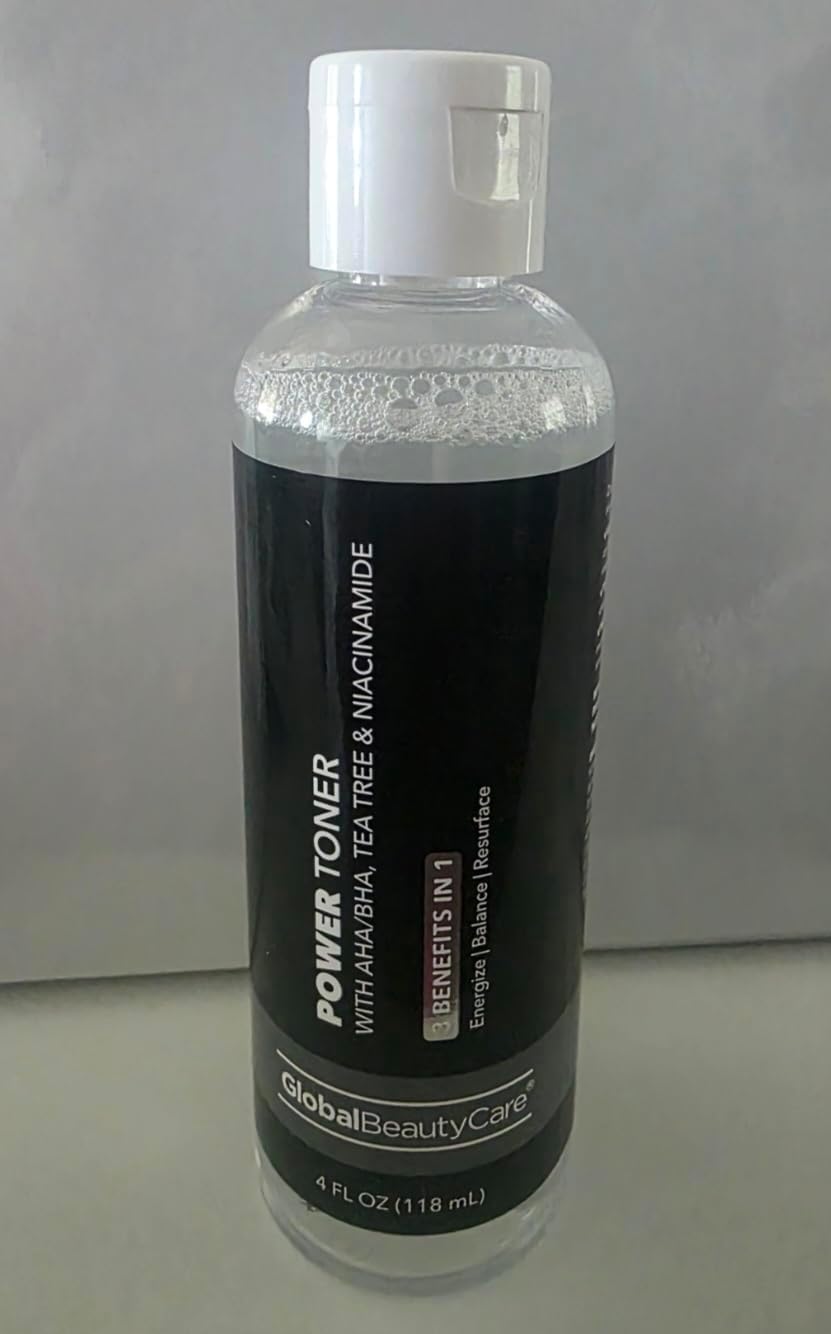 Power Toner with AHA, BHA, Tea Tree & Niacinamide, 3-in-1 Skin Benefits, 4 FL OZ, Alcohol-Free
