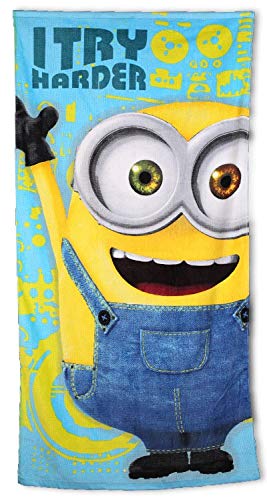 arlis Drap de Plage Minions ou Serviette de Bain Minions 70 X 140 Cm en Coton (Serviette Minions - 1)