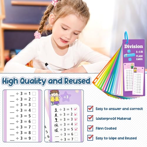 Anemeeoke 60Pack Multi Math Flash Cards, Addition Subtraction Multiplication Division Flashcard, with 2 Dry Erase Markers, 4 Rings, Educational Times Table Flashcards for Classroom Home by Anemeeoke - Image 4