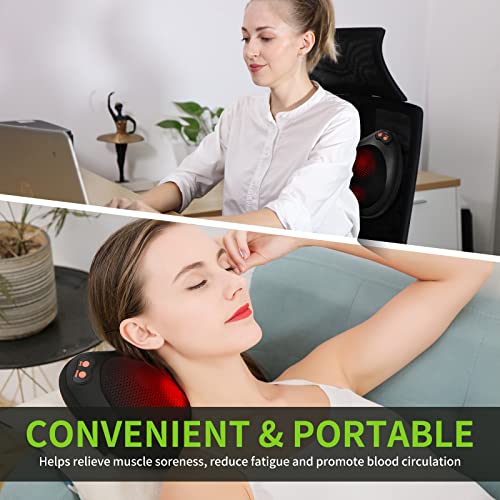 iKristin Back Neck Massager,Shiatsu Massage Pillow with Heat, Deep Tissue Kneading Massagers for Shoulder, Legs, Electric Back Massager for Home & Car - Image 6