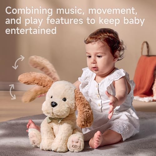 TUMAMA Sprechender Singender Hund Spielzeug Kinder, Plüschtier Sprechende Interaktives Labertier Hunde, Kopie Sprechen, Ohr & Körper Winken, Singen 6-Lieder, Baby Dancing Dog Spiel Nachsprechendes