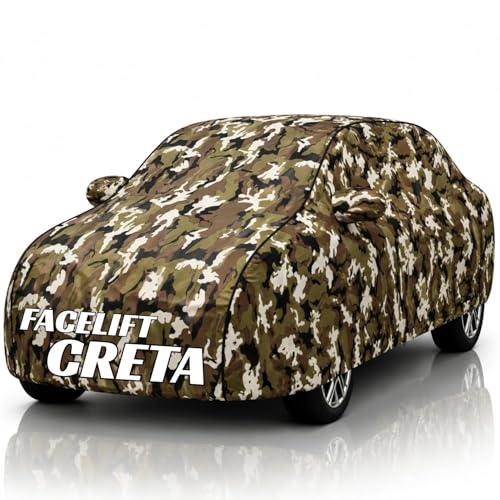 Image of Safe-Cars New Jungle 100% Waterproof Creta Facelift Car Cover | Polyester Car Body Cover for Rain & Sun | UV Protection, Dustproof, Scratch Resistant, Windproof, Heat Resistant, Custom Fit