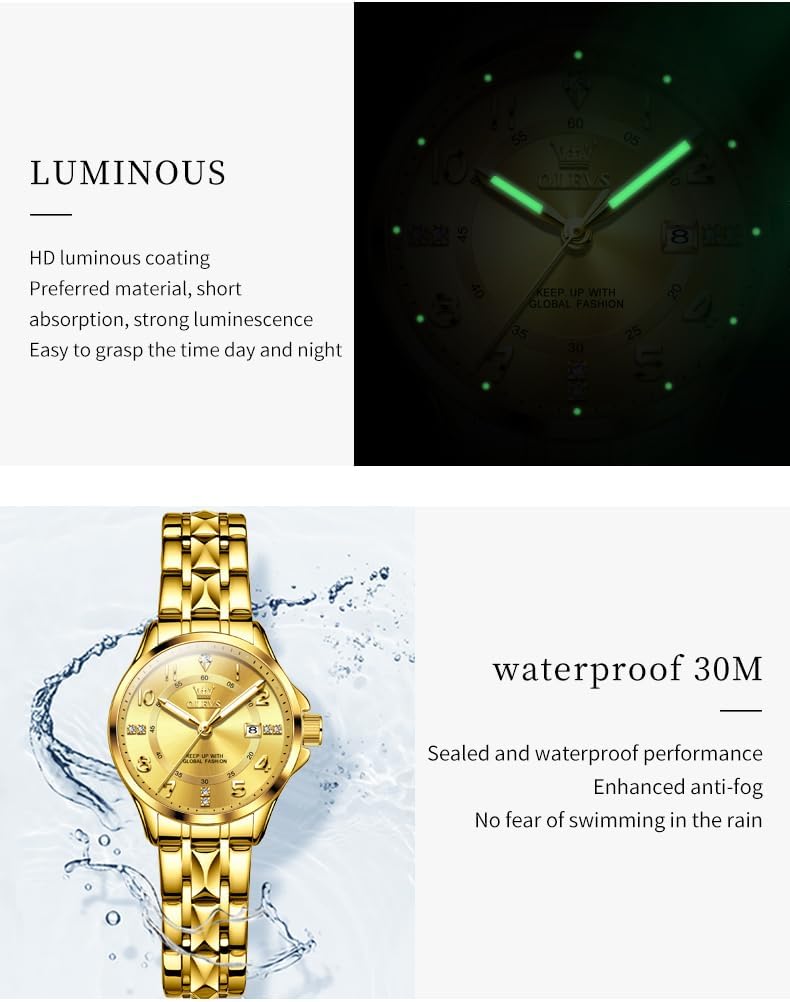 OLEVS Couple Quartz Watch Luminous Calendar Date Business Formal Luxury Men's and Women's Watch Waterproof Casual Stainless Steel Couple Wedding Romantic Watch 2 Pieces - Image 6
