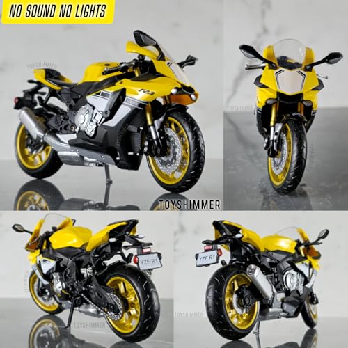 Image of die cast Yamaha YZFR1 Model Toy Metal Bike 1:12 Scale Realistic Alloy Metal Model Bike, Best Gift for Boys Men Kids Children (Yellow)