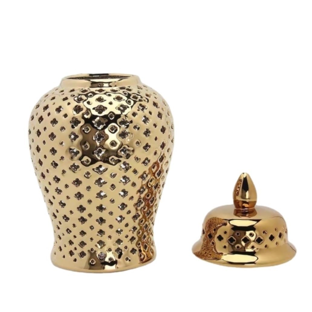 CVdrtyED Home Decor Ginger Jar Carved Lattice Decorative Temple Ceramic White Jars For Home Decor Ginger Jar(White)