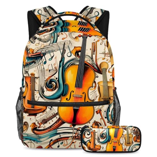 Sac d'école guitare couleur artistique 85 résistant pour transporter les grands classeurs