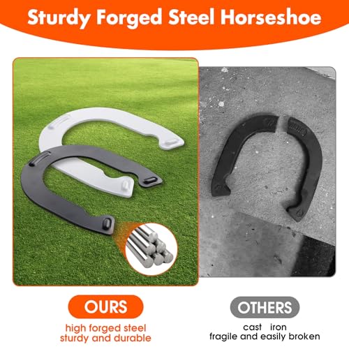 Horseshoes Outside Game for Kids, Steel Horse Shoes Game Kit Outdoor Games for Children Teens Adults Family Portable for Backyard Yard Lawn Camping Beach Party - Thumbnail 3