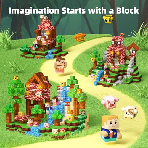 KIDCHEER Magnetische Bausteine 100 Stück, Wald Magnetbausteine für Kinder – Ansicht 2