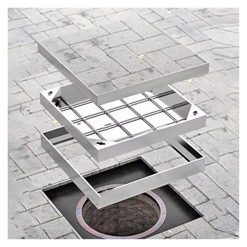 Couvercle de regard 61x61 cm en acier inoxydable encastré pour fosse septique