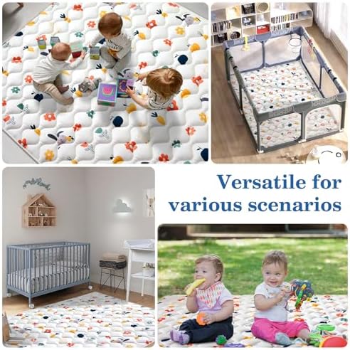 Odorless Premium Foam Foldable Baby Play Mat 71" X 59", Extra Large Thicker Activity Playmats for Babies,Toddlers, Infants, Soft Baby Mat for Floor,Play & Tummy Time,Machine Washable for Easy Care. - 5
