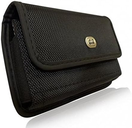 Black Rugged Canvas Phone Case Cover Pouch Belt Clip for LG V40 ThinQ