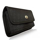 Black Rugged Canvas Phone Case Cover Pouch Belt Clip for LG V40 ThinQ