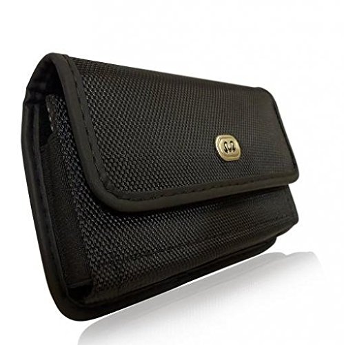 Black Rugged Canvas Phone Case Cover Pouch Belt Clip For Lg V40 Thinq #TOP2