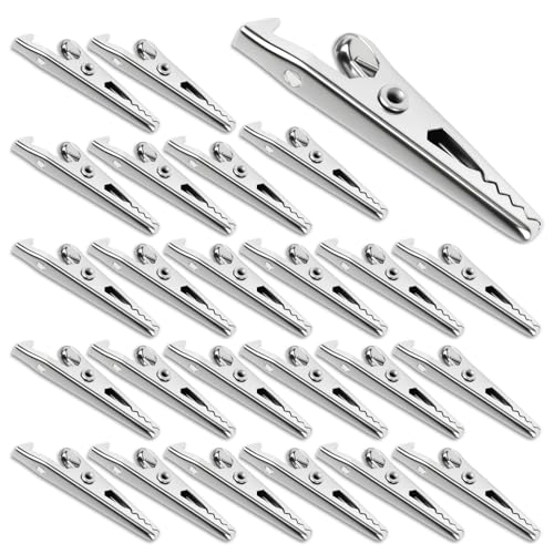25 Pcs Metal Alligator Clip Spring Clamps 35mm Small Metal Alligator Clips Alligator Clips for Crafts Nickel Plated Crocodile Clamps Alligators Clip for Laboratory Electric Testing Work