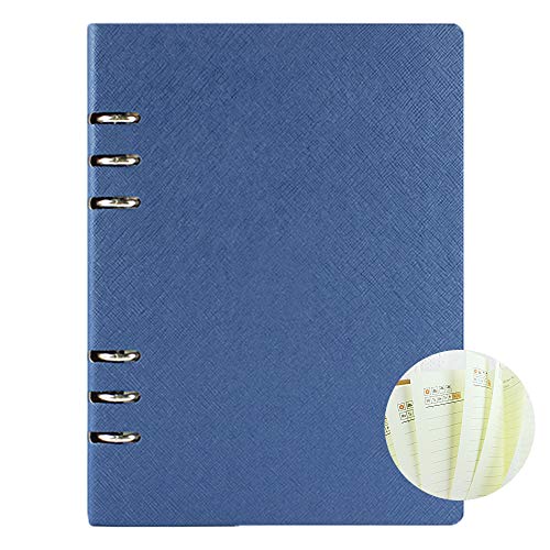 Carpeta A5 a rayas, cuaderno ejecutivo de origaniser rellenable, con anillas redondas, tapa de cuero, bloc de notas