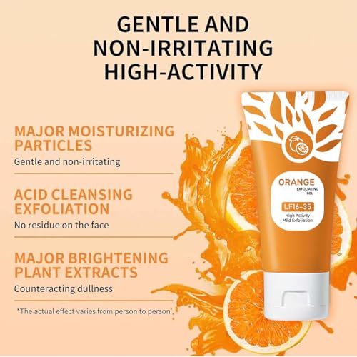 Orange Exfoliating Gel - Gesichtspeeling, Orange Exfoliating Peeling Gel für Damen, Porenreiniger Gesicht, Verfeinert das Hautbild und wikt gegen Unreinheiten Rötungen