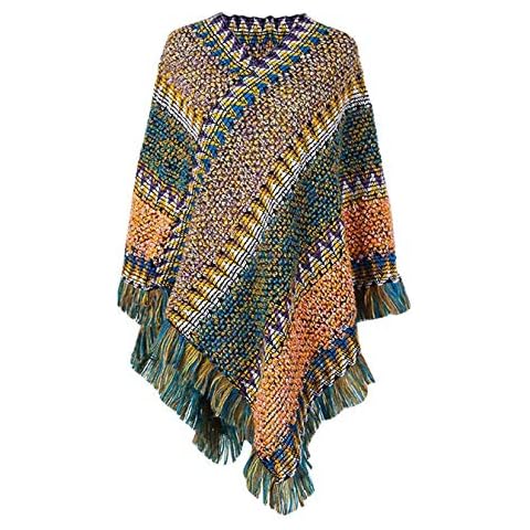 Yue668 Winter Poncho Cape Open Front Blanket Shawl and Wrap Cloak Cardigan Sweater Coat (Green) Cover