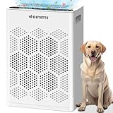 Purificador de aire para habitaciones alérgicas y fumadores, filtro HEPA H14 con prefiltro lavable contra polvo, polen, pelo de animales y olores, CADR 300 m³/h, modo nocturno  22 dB, incluye 3