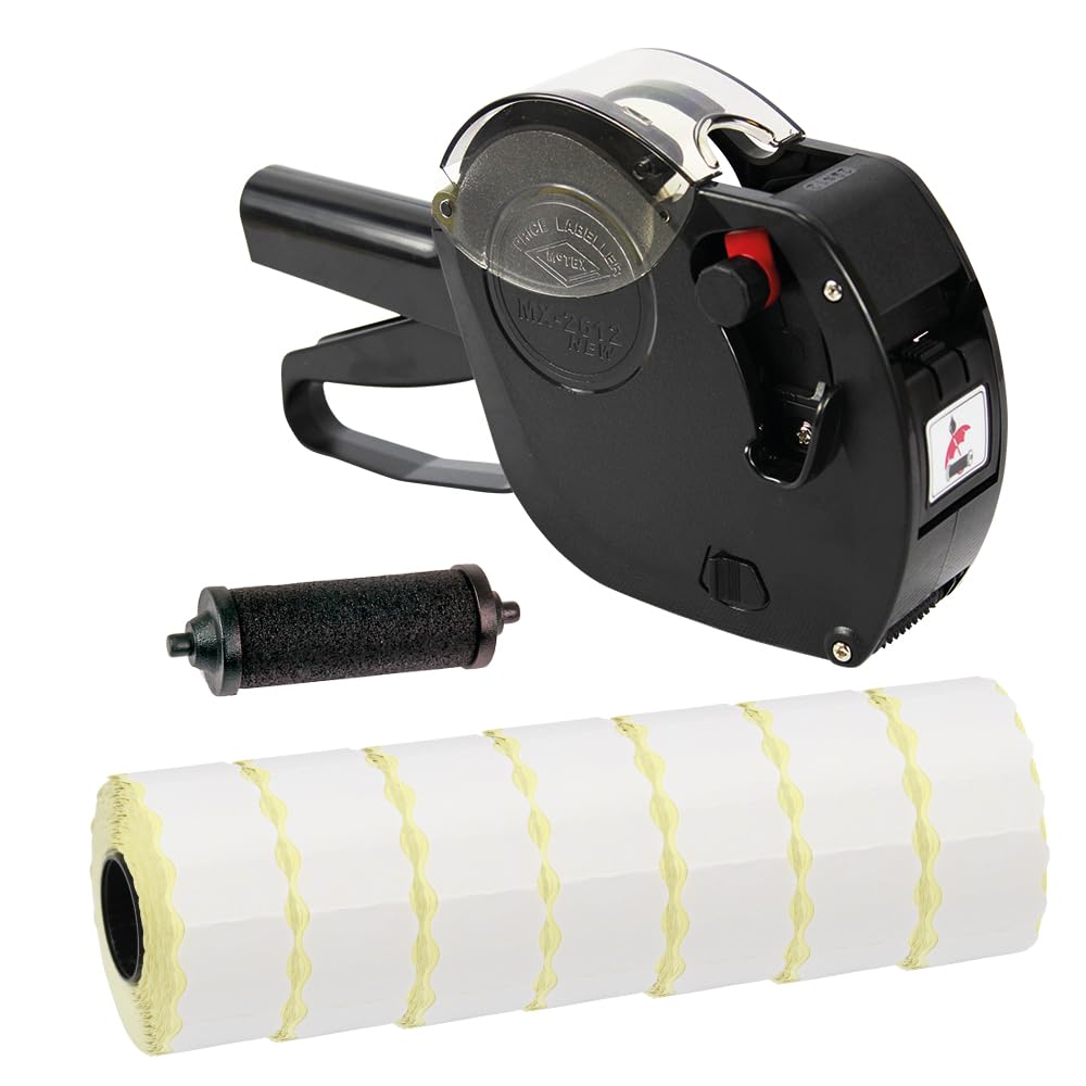 Black 9 Digit 2612 Price Gun Starter Pack with 11,000 White Permanent 26 x 12 Labels and Spare Ink