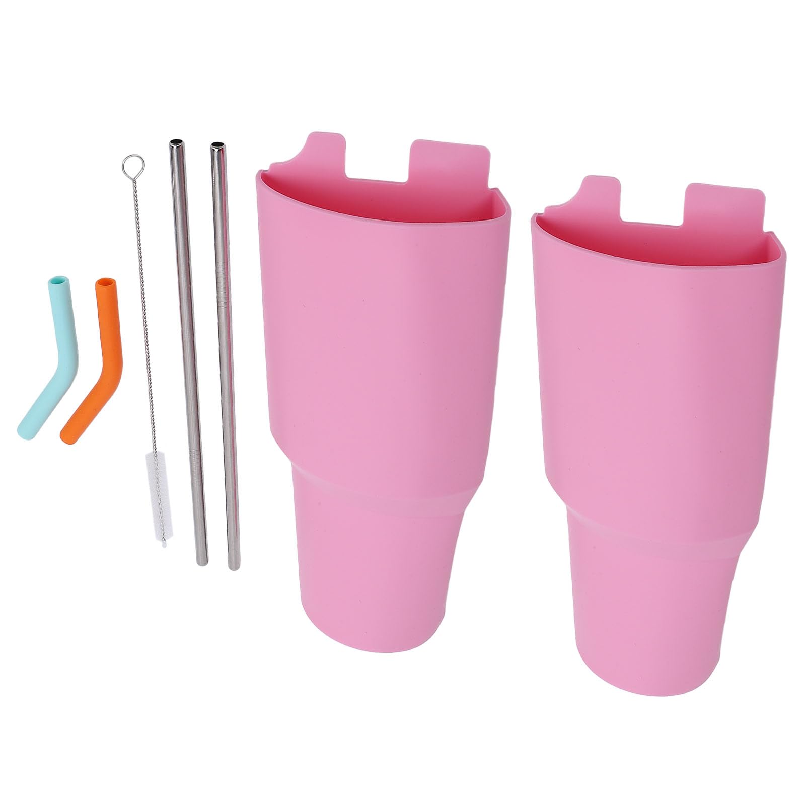Cup Inner Tray, Leakproof 2 in 1 Cup Separator with Stainless Steel Straws for 40oz Cup (Pink)