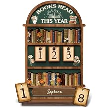 Books Read This Year Tracker Sign Wooden Reading Counter Shelf Decor, Thoughtful for Book Lovers, Readers, Book Club Members & Bookworms, Includes 3 Cute Bookmarks Books Read This Year 2