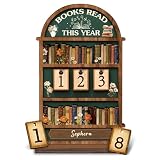 Books Read This Year Tracker Sign – Wooden Reading Counter Shelf Decor, Thoughtful for Book...
