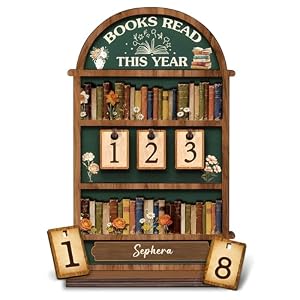 Books Read This Year Tracker Sign – Wooden Reading Counter Shelf Decor, Thoughtful for Book Lovers, Readers, Book Club Members & Bookworms, Includes 3 Cute Bookmarks (Books Read This Year 2)
